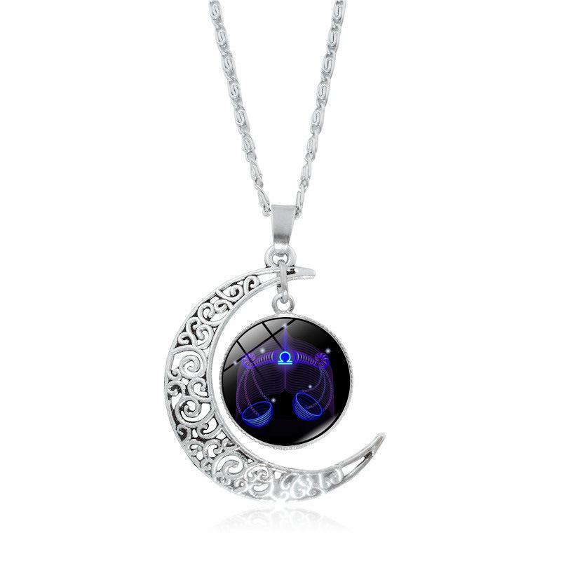 The Best-Selling 12 Constellation Necklaces in 2026 Twelve Zodiac Time Gemstones Moon Glass Pendants European and American Necklaces with Glowing Constellation Designs