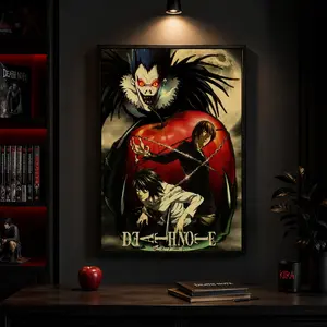 Death Note Anime Cartoon Poster, Death Note L Devil Notes Anime Posters Decor Photo Print Room, Canvas Wall Art Print, Japanese Anime Room Decor for Bedroom Dorm Gaming Room Office, Manga Wall Art Gift for Anime Fans