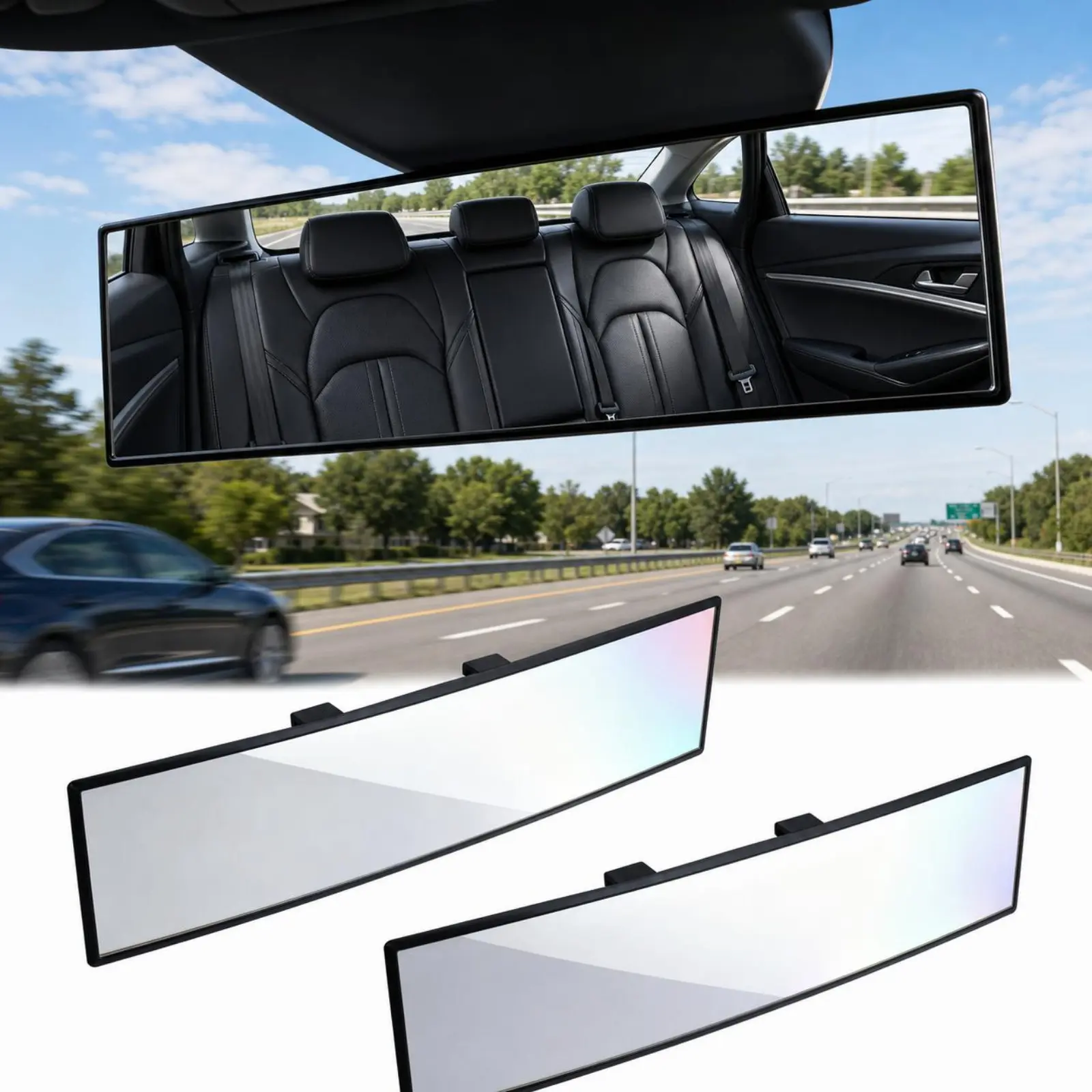11.8-inch Wide-Angle Clip-On Rear View Mirror, Universal Blind Spot Mirror for Cars, SUVs, Lightweight Easy-Install Accessory for Daily Commuters to Enhance Driving Vision & Safety