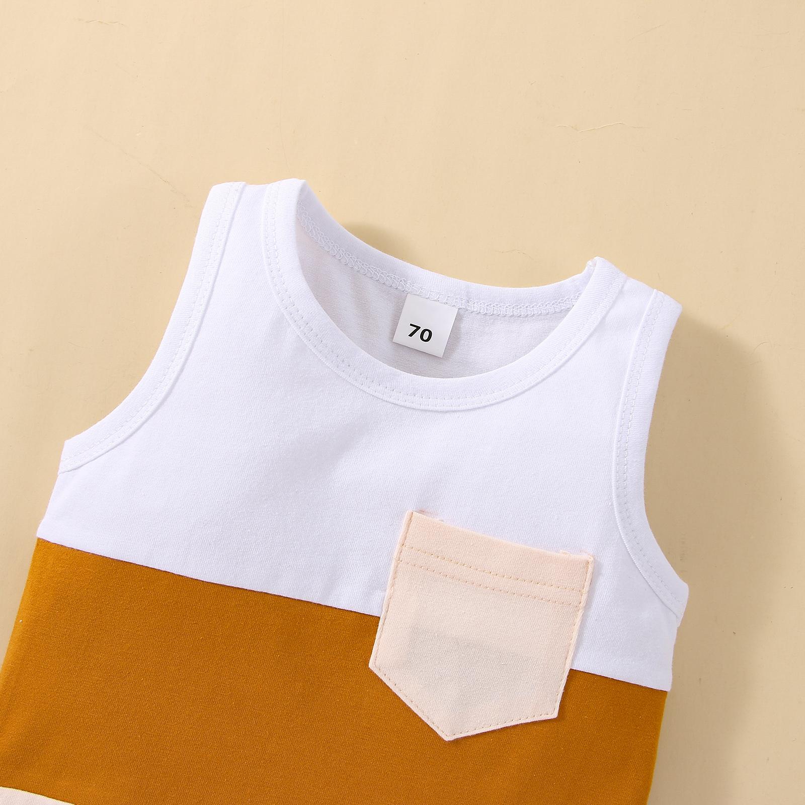 Toddler Baby Boy Summer Suit Waffle Knit Sleeveless Patchwork Crew Tank Tops White Straps Short Pants Beach Outfits Summer Clothes