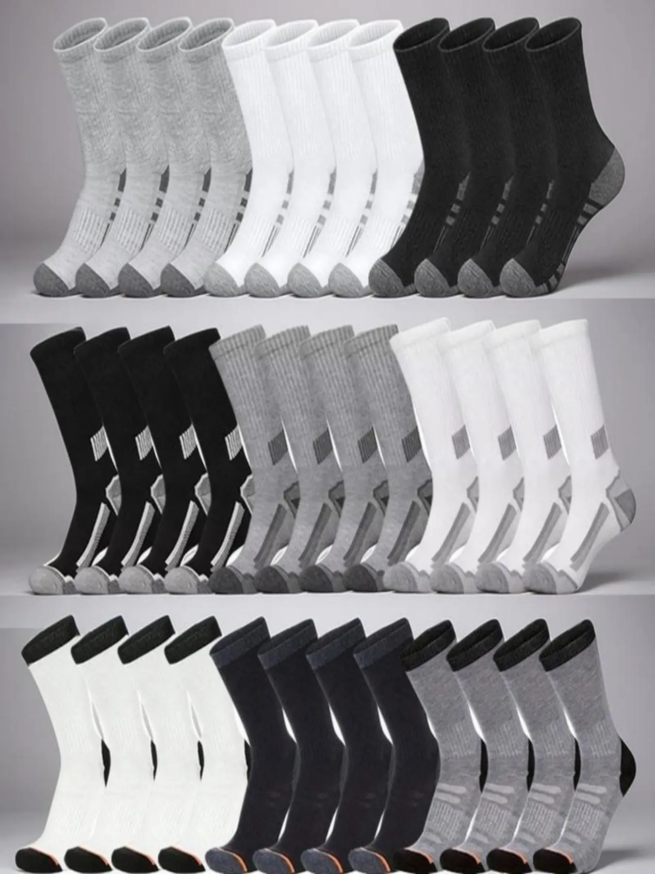36 Pairs Men's Socks, Colorblock Crew Socks, Shock Absorbing Anti-Slip Durable Sports Socks, Teen Basketball Socks, Outdoor Hiking Breathable Socks, Large Size, Moisture-Wicking, Comfortable Soft, Sweat Wicking Socks, Workout Socks