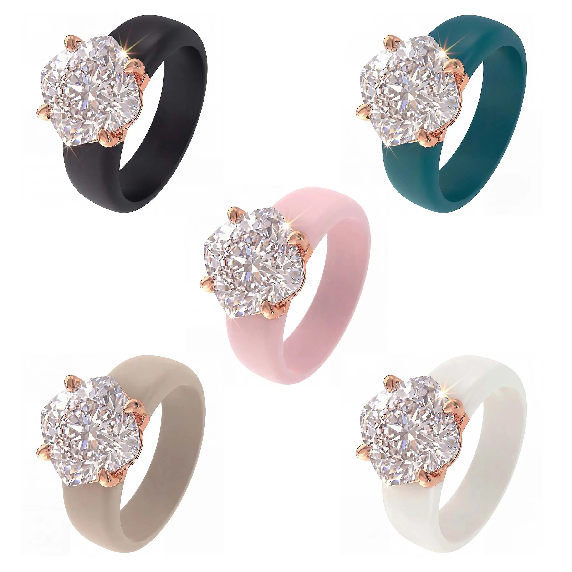 Female Glamorous Silicone Ring, 1pc Fade-Resistant Lightweight Jewelry with Elegant Square-Cut Cubic Zirconia, Ideal for Birthday Wedding Anniversary Gifts & Everyday Wear