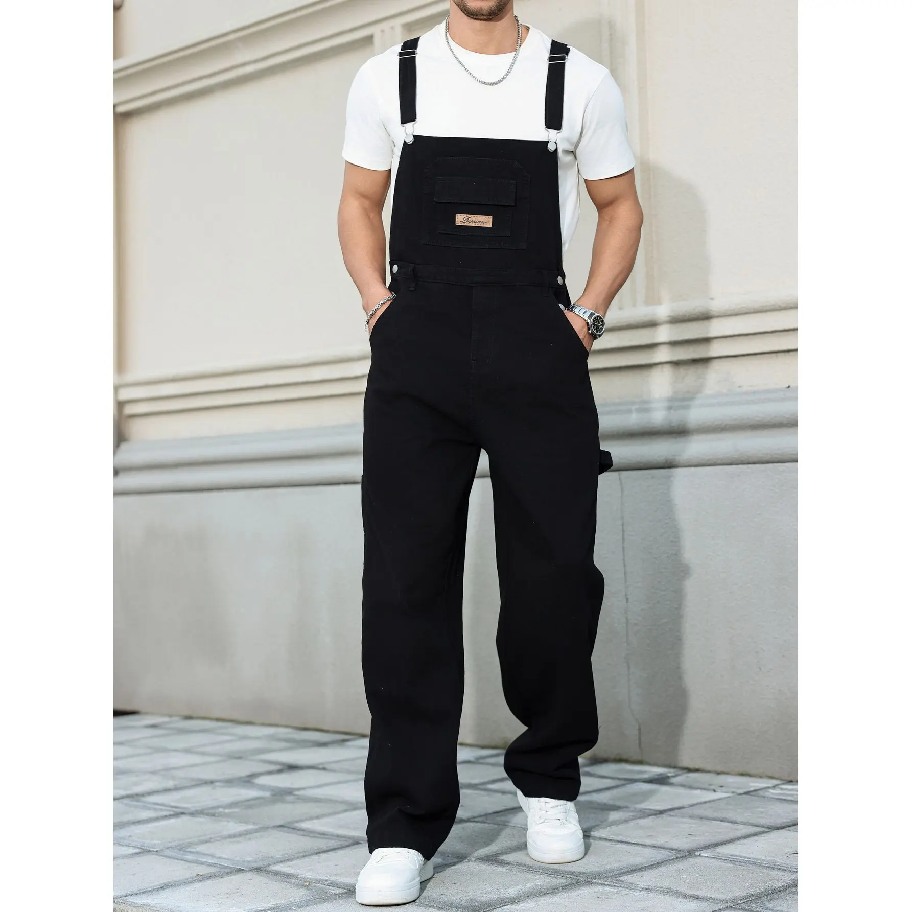 Men's Black Vintage Wash Denim Overalls - Original Aesthetic Outfits, Comfortable Breathable Material, Fashion-Functional, Ideal for Outdoor Work & Daily Casual Wear, Matching Shirts & Sleeve Styles