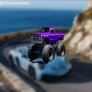 2D flat design, 1 piece of 2D flat decorative sticker featuring a cool purple monster truck design - car sticker, DIY sticker, durable and perfect for personalized decoration of cars, laptops, water bottles, etc! 2D flat design