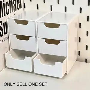 3-Grid Storage Box Organizer, Compartment Box, Dustproof Stackable Desktop Container with Drawers, Large Capacity Cosmetic Organizer Rack, Drawer Organizers Set, Dustproof Organizer Boxes, Cosmetic Organiser