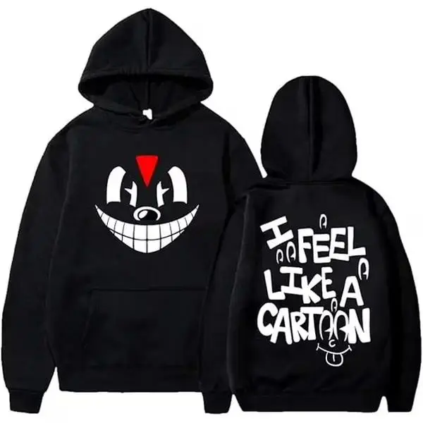 Men's Retro Novelty Cartoon Funny Print Hoodie - Unisex Menswear Long Sleeve Hooded Pullover, Casual Street Chic Clothes, Party Gift for Halloween or Birthday, Dacron Fabric