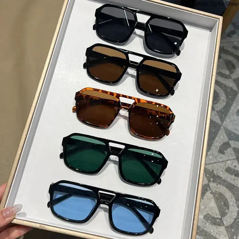 XUH 5 Pack Unisex Retro Square Sunglasses with Natural Lightweight PA Frame, Polarized Anti-Glare UV Lenses for Outdoor Daily Wear