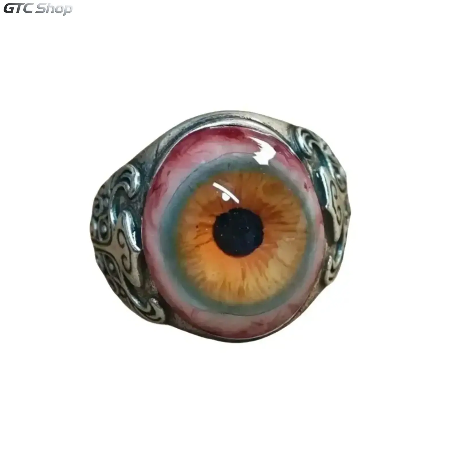 Gothic Realistic Iris Eye Statement Ring, Dark Legend Amulet Adjustable Unisex Band, Trendy Fashion Jewelry, Durable Dark Aesthetic Accessory for Men Women Daily Wear, Halloween Party Styling & Unique Festival Gift