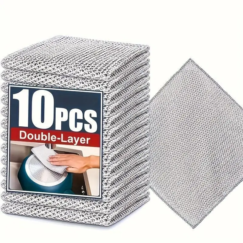 30-Pack Double Layer Microfiber Cleaning Dish Cloth Set - 20x20cm, Non-Scratch, Super Absorbent, Reusable, Washable, with Metal Wires for Kitchen Dishes, Cookware, Dish Cloths For Washing Dishes, Scratch Free Cloth