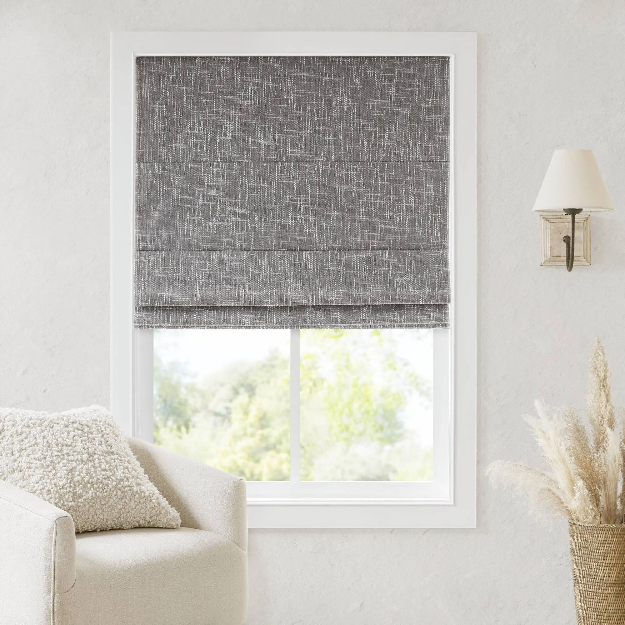 ARCH 33x64 Inch Total Blackout Cordless Roman Shade Grey Fabric Window Blind for Bedroom Living Room Kitchen Nursery Home Office, Light Blocking Thermal Insulated Pleated Shade, Easy Install, 1 Pack, Home Furniture and Household Product Search