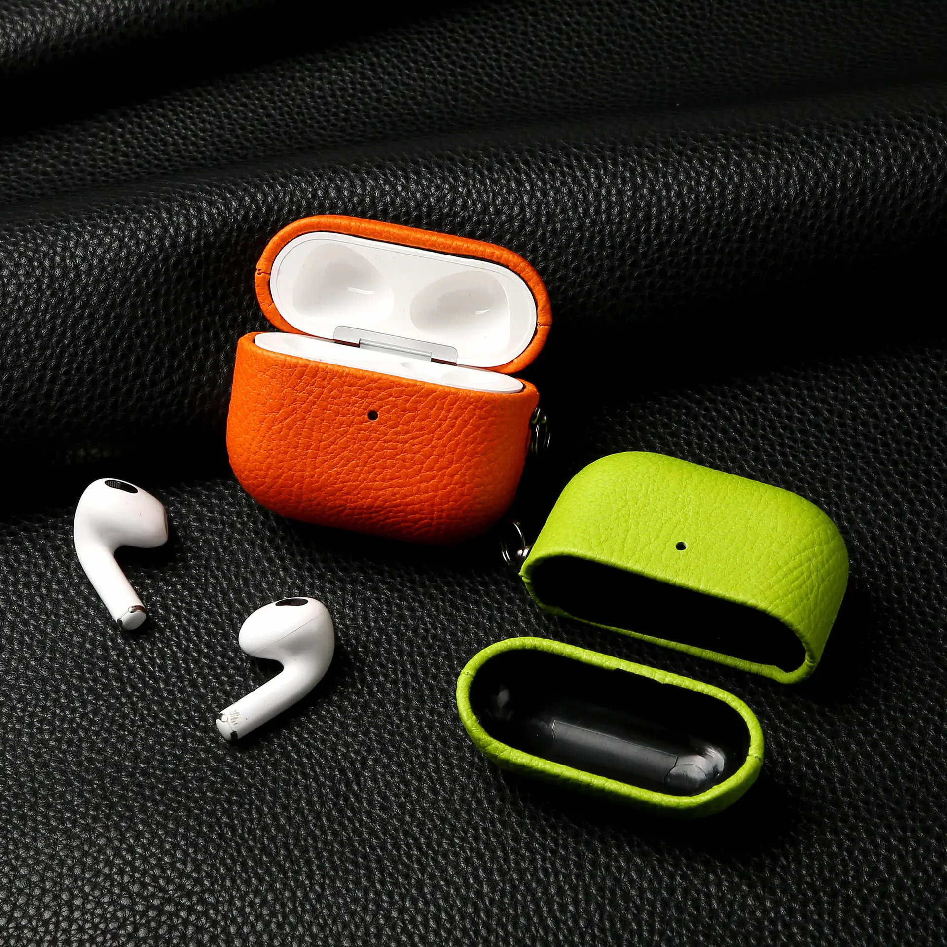Litchi Grain PU Leather Earbuds Case for AirPods Pro 2/3, Soft Full-Coverage Protector with Anti-Scratch, Shockproof Features, AirPods Pro 3 Scratch-Resistant Accessory, Airpodspro3, With Protector