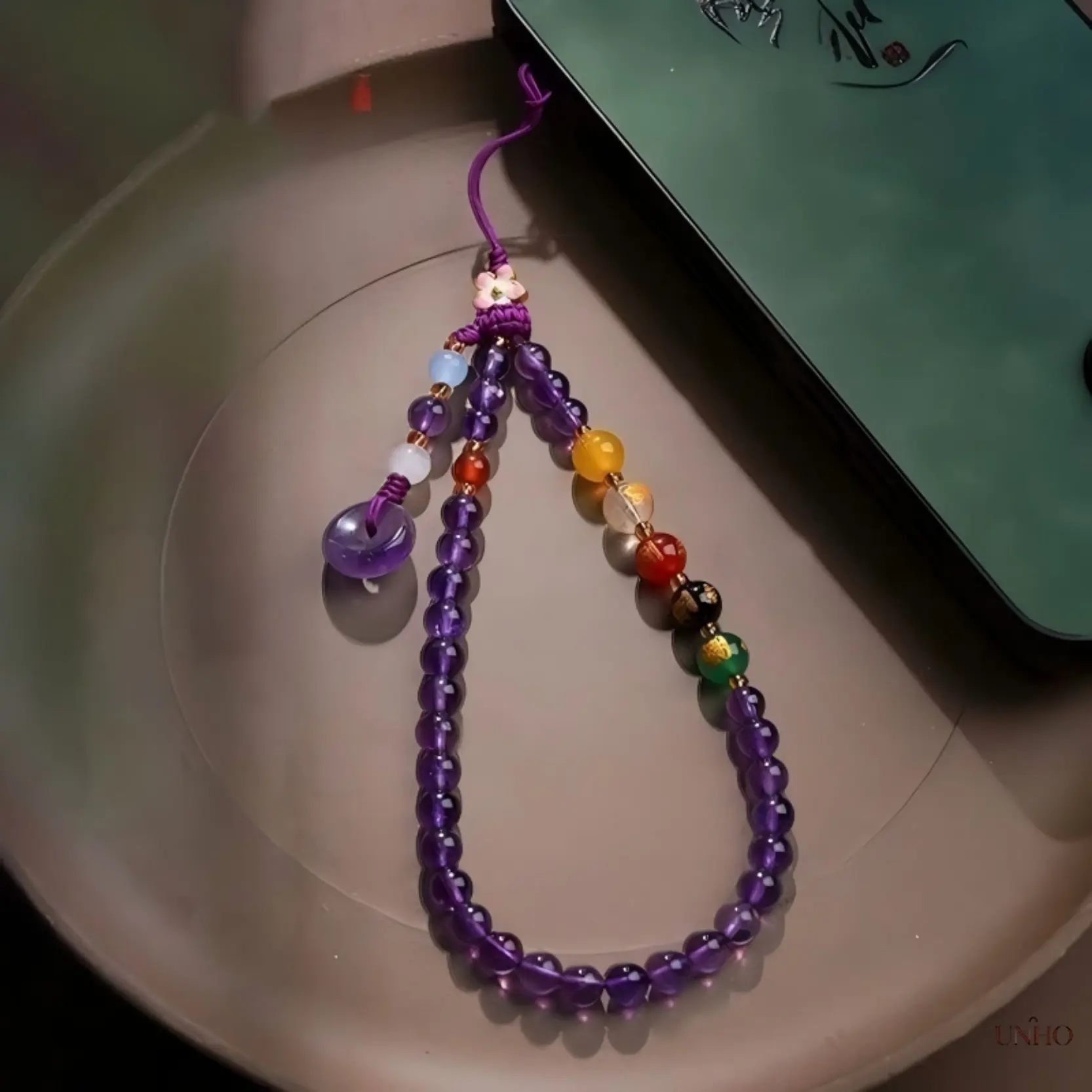 Nine Purple Fire Era Five Gods Of Wealth Wrist Lanyard, Peace Blessing Decor Pendant, Fashion Mobile Phone Chain Accessory, Lovely Ornament And Thoughtful Gift For Mom