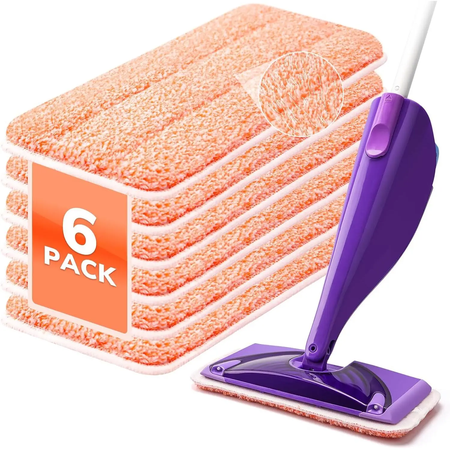 6 Pack  Scrubbing Mop Pads Refills for  Wet Jet Mop |  Scrubbing Wet Jet Pads Refills, Washable Wet Pads Refill, Wet and Dry Use Microfiber Mop Pads for Floor Cleaning