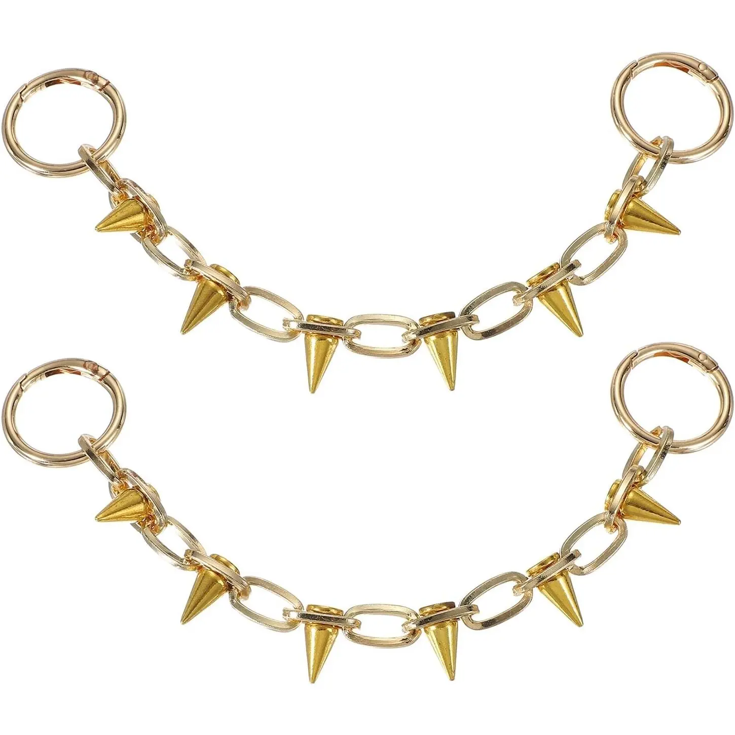 Vintage Metal Punk Rivet Cone Spike Charm Shoe Chains, 2Pcs Footwear Decor Accessories for Sandals