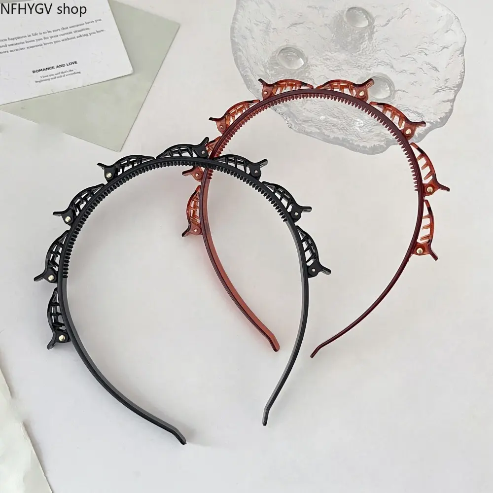 Two Tone Rotatable Multi Claw Clip Braiding Headband, Serrated Non Slip Plastic Hair Band, Lazy DIY Hair Styling Accessory For Women Daily Half Up Hairstyle And Casual Daily Use