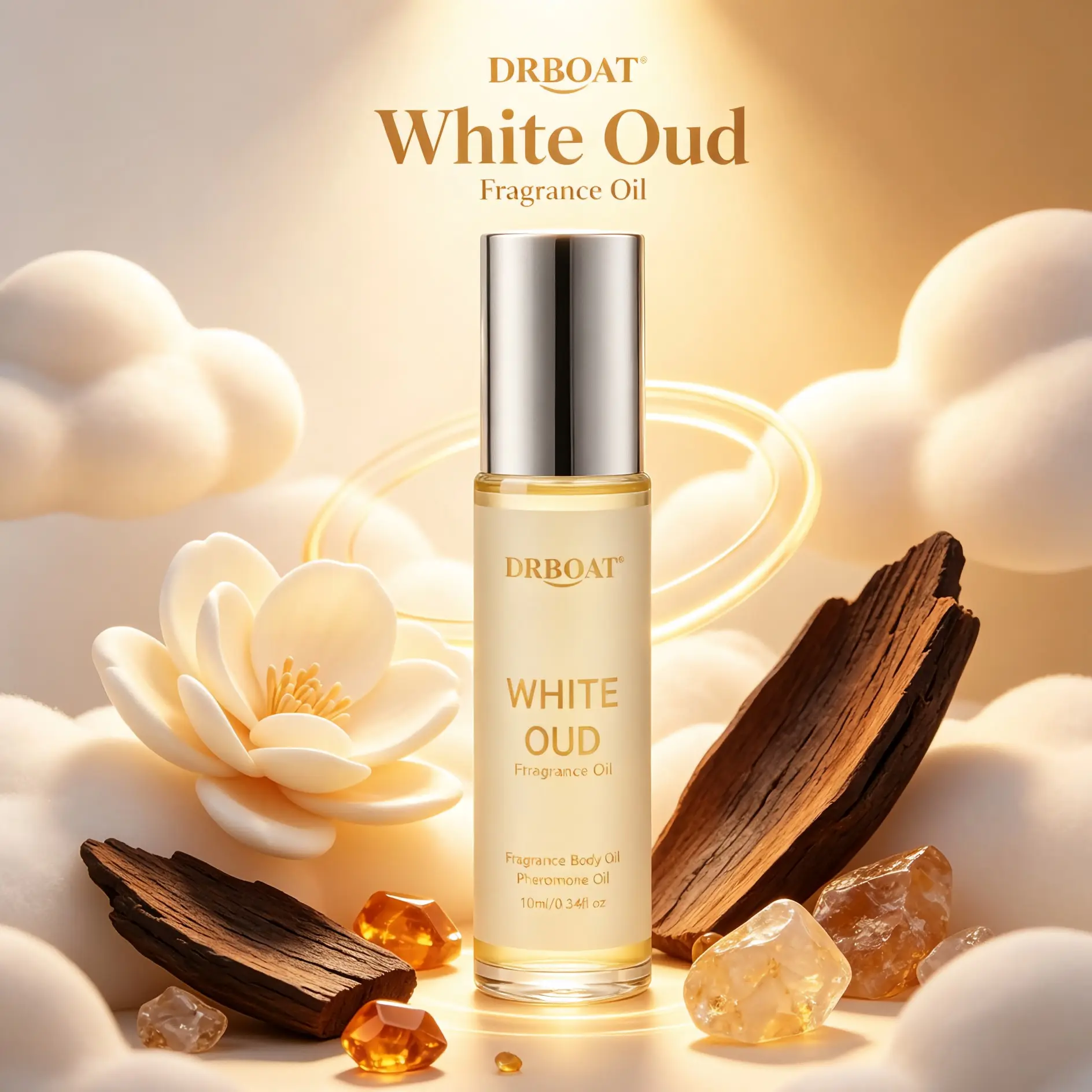 White Oud Pheromone Oil - 10ml Long Lasting Dating Roll On Subtle Perfume Oil, Original White Musk Oud Eau de Toilette, Dating Fragrance Oil Traveling or Home Bathroom Use, Date Perfume