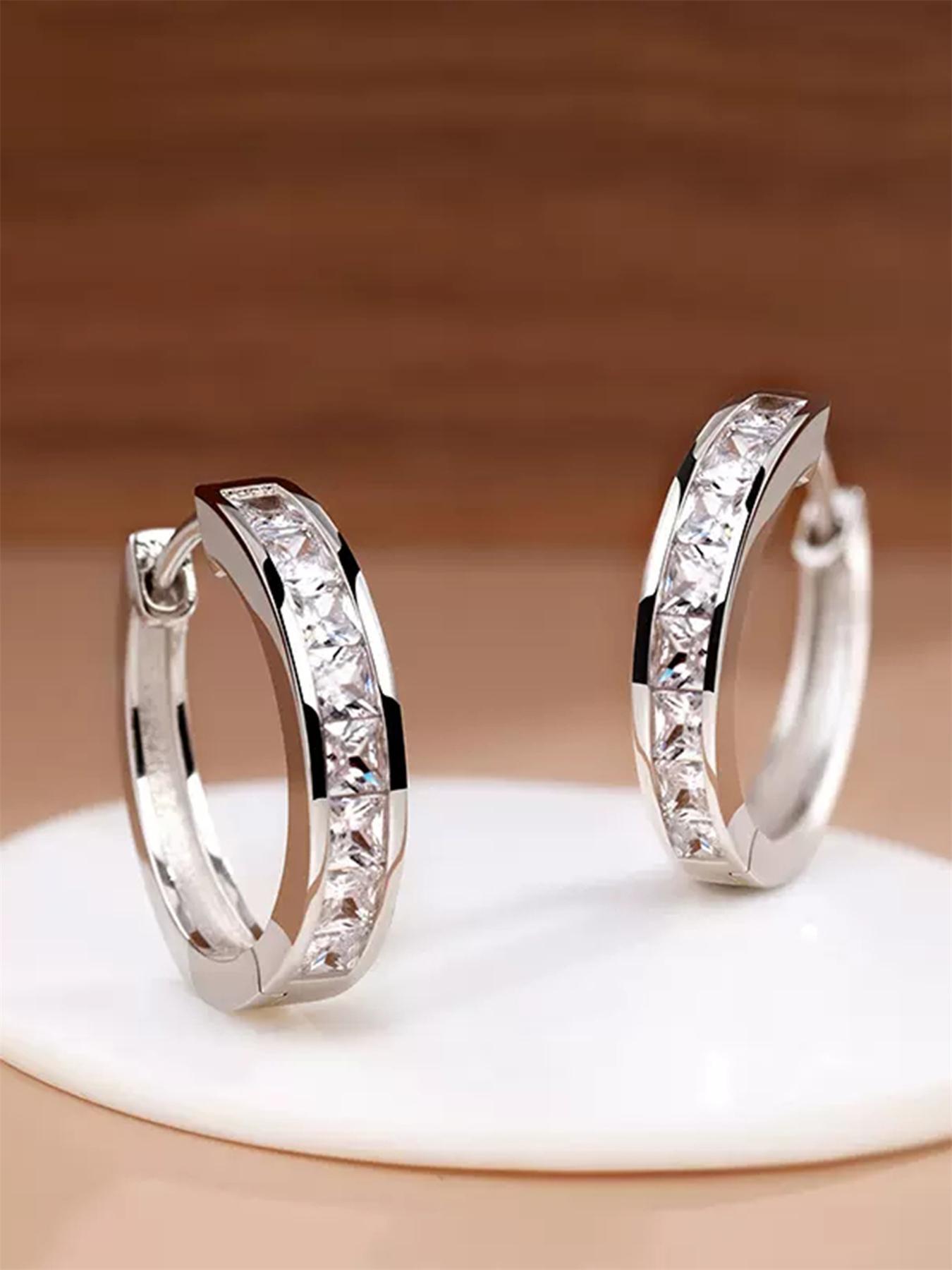 925 Sterling Silver Fashionable Hoop Earrings, Fashion Jewelry for Party, Daily Clothing Decor, Trendy All-match & Exquisite Jewelry for Birthday Gift, High Quality Earrings