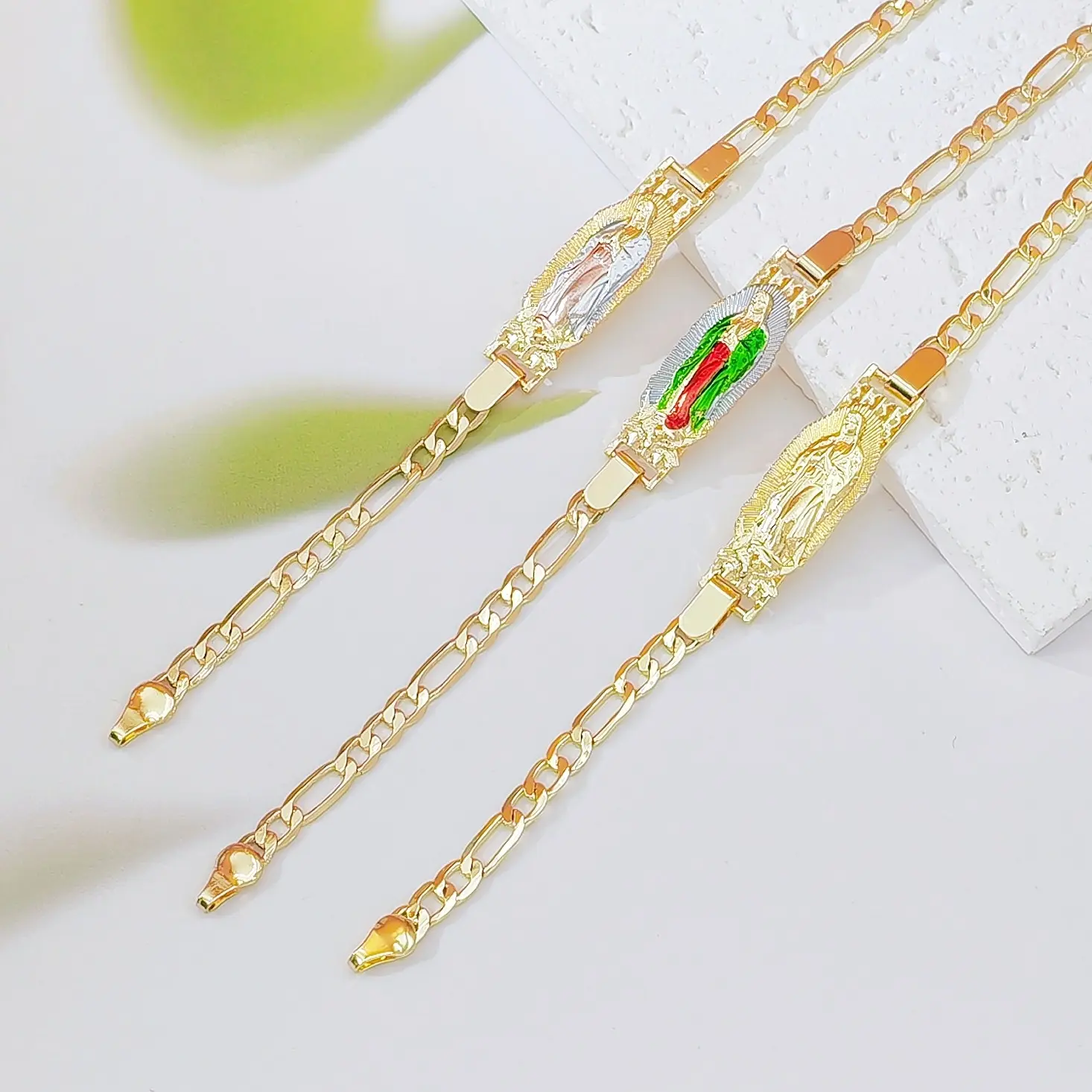 Two Tone Saint Jude Medal Charm Bracelet Vintage Religious San Judas Tadeo Pendant Link Chain Christian Blessing Wristband Party Hand Jewelry Gift