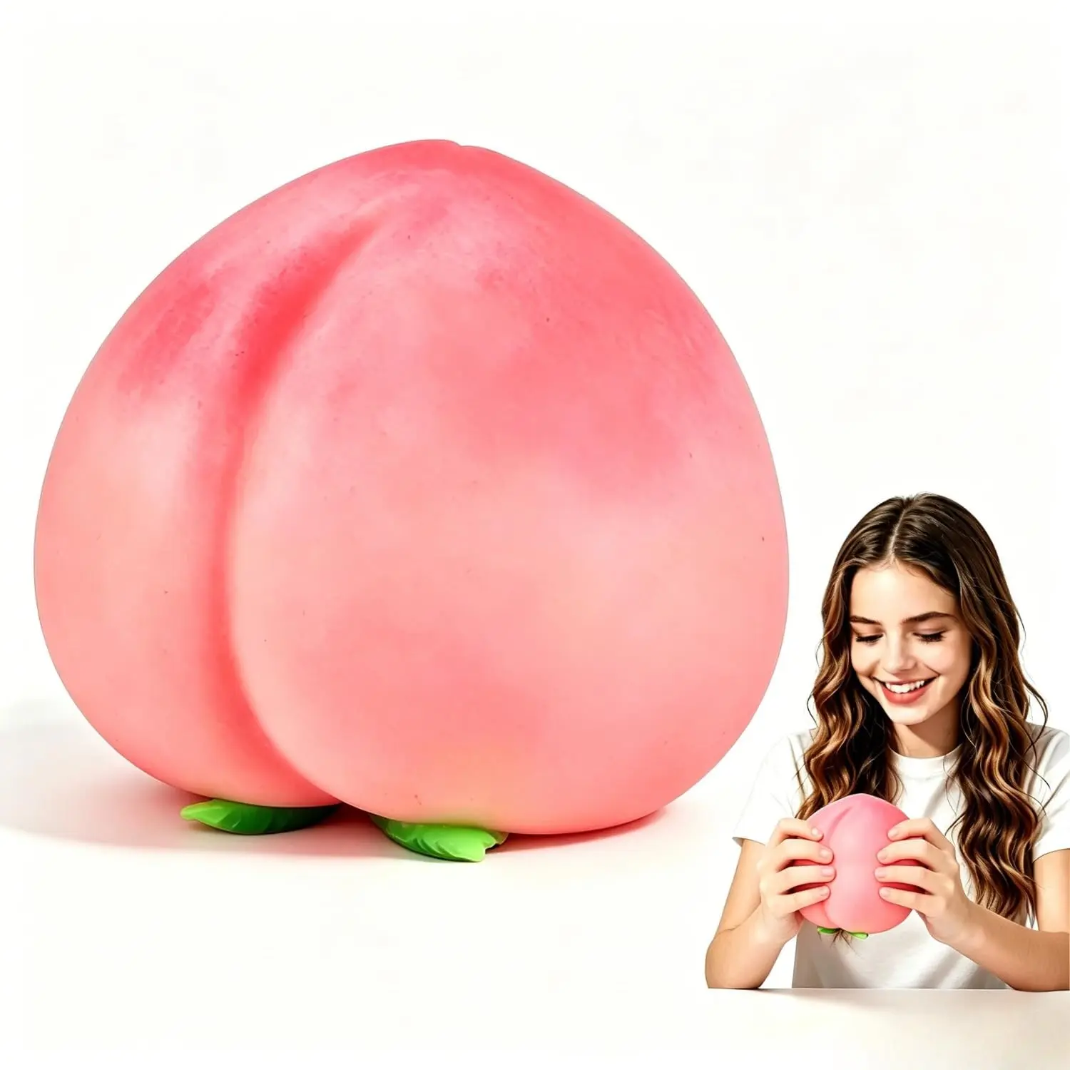 Large Fruit Squishy Fidget Toys, Soft Squeeze Squishies, Realistic Peach Cherry Banana Strawberry Stress Relief Squeeze Balls, Simulated Fruit Table Decor Ornament, Anxiety Vent Toy, Birthday Xmas Halloween Valentine Party Gifts for Teens & Adults