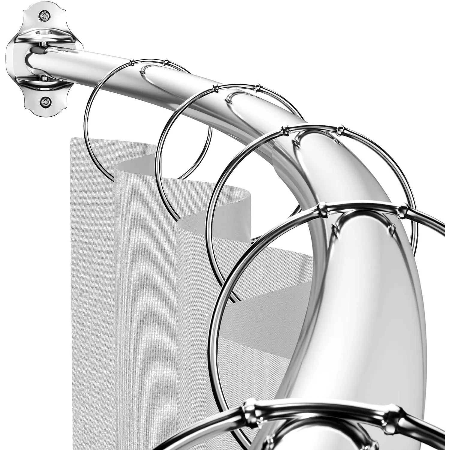 Curved Shower Curtain Rod, Stainless Steel, Adjustable 40-72 Inch, Heavy Duty Extra Wide Round Shower Rod for Bathroom, Shower Stall, Bathtub, Rustproof, SilverGift