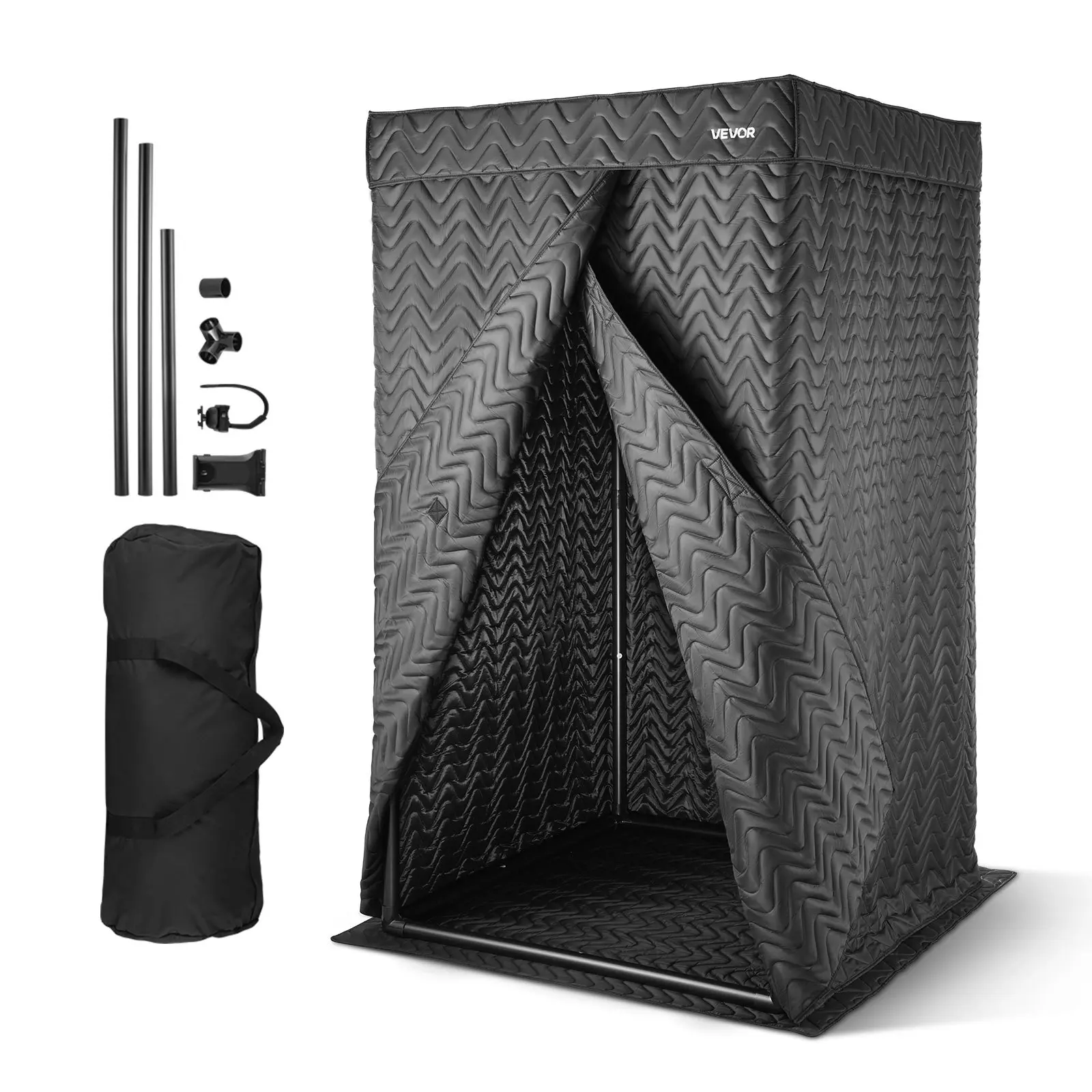 【DealsForYouDays】VEVOR Compact Portable Vocal Booth (ssly002), 6.56ft Durable Oxford Fabric Studio, 3.6x3.6ft Space, Noise & Echo Reduction, Handy Tablet Stand, Zip Ties Kit for Pro-Grade Recording