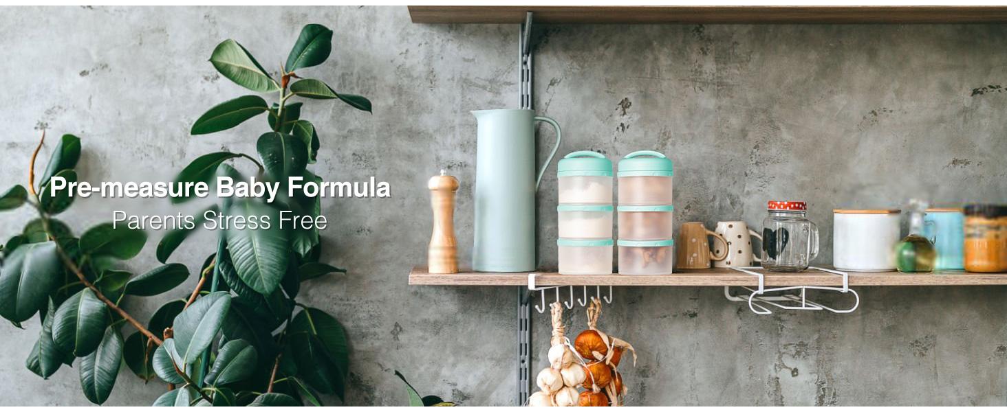 Termichy Stackable Formula Dispenser Portable Milk Powder Container, 2 Pack, Light Pink