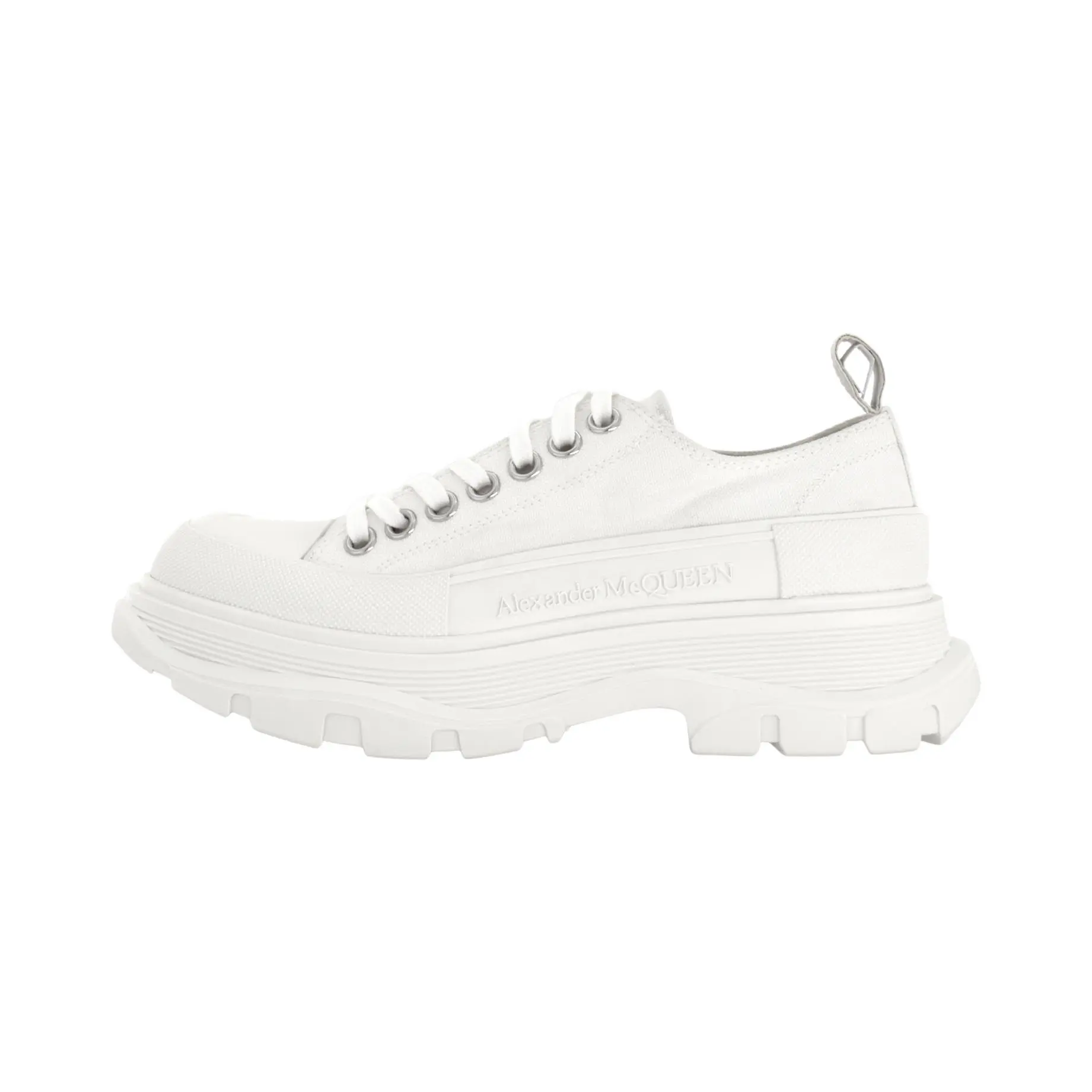 Alexander McQueen Tread Slick Canvas Lace-Up Low-Top Thick Sole Sneakers for Men in White Verifiable, with credentials and supporting global authentication