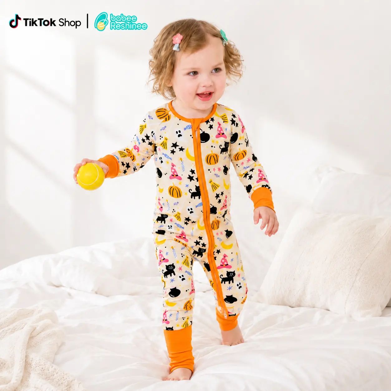 babee Reshinee Halloween Christmas Pajamas for Baby Girl Baby Boy , Bamboo Convertible Footiewith Two-Way Zipper, Soft Breathable,Tagless, Buttery Soft, Cozy Holiday Print Onesie Sleepers, Infant Newborn Sleepwear, Baby Gift, 0-24M