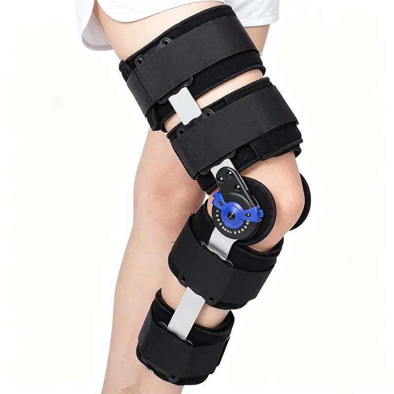 Adjustable Hinged ROM Knee Brace with Aluminum Alloy Side Stabilizers - Post-Op Joint Support for Men, Women’s Daily Walking, Sports Rehab