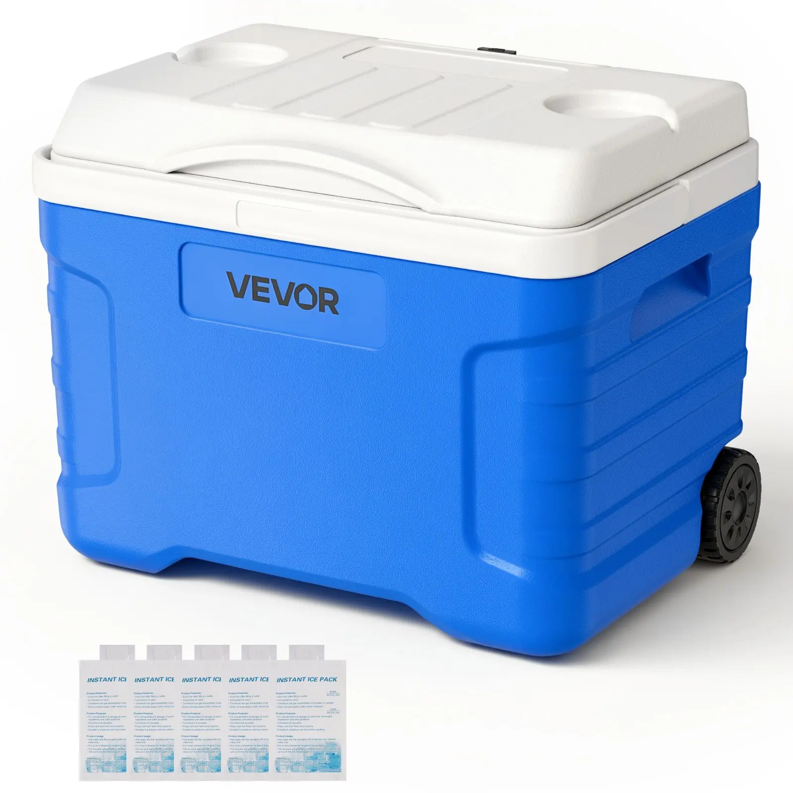 VEVOR 21QT Hard Cooler, Portable Rolling Cooler with Wheels, Leak-Resistant Insulated Coolbox, 48-Hour Ice Retention, Ultra-Light for Camping, Outdoor Trips