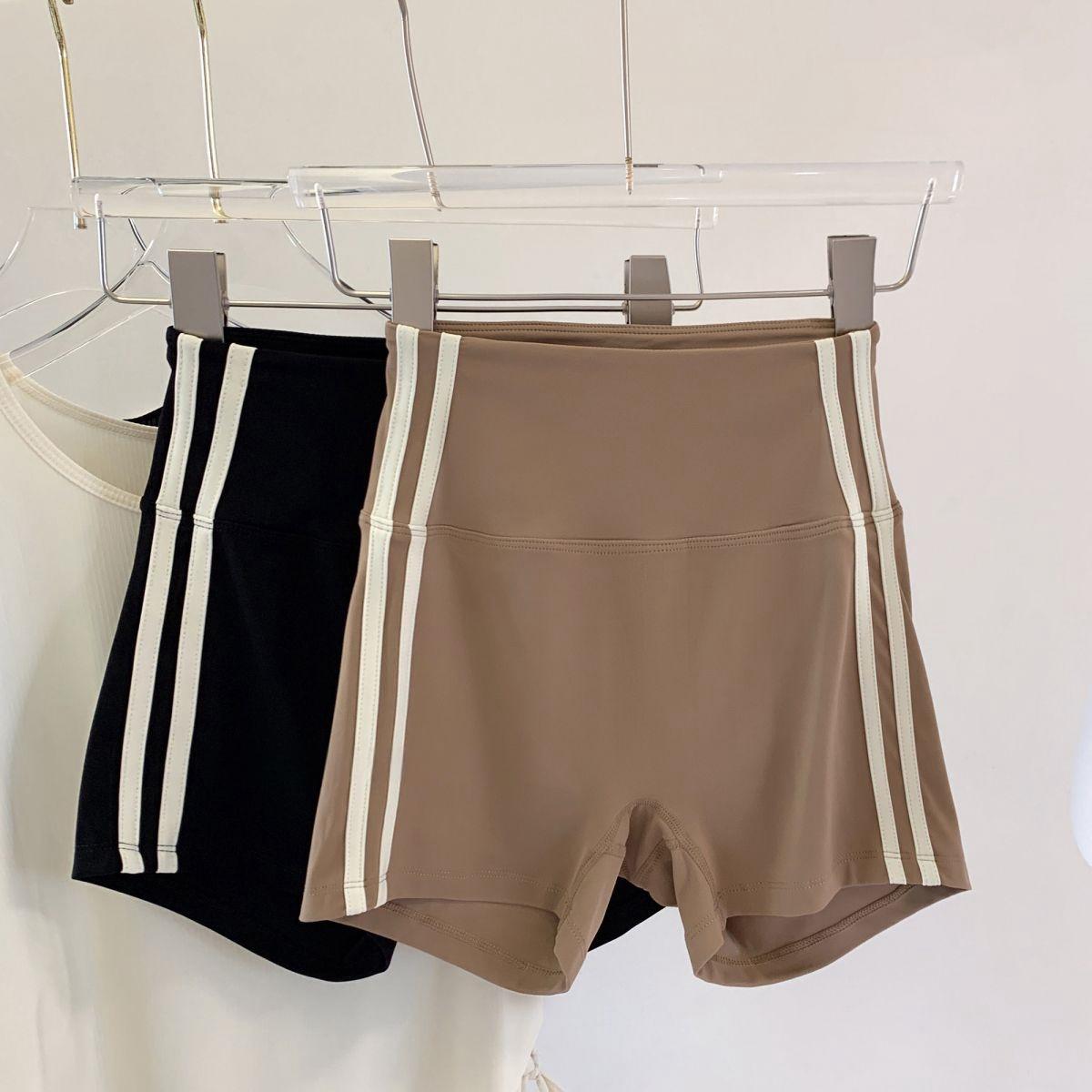 Contrast Striped Side Cycling Shorts Active Wear Women Skinny Biker Shorts 2026 Summer Fitness Casual Black Shorts