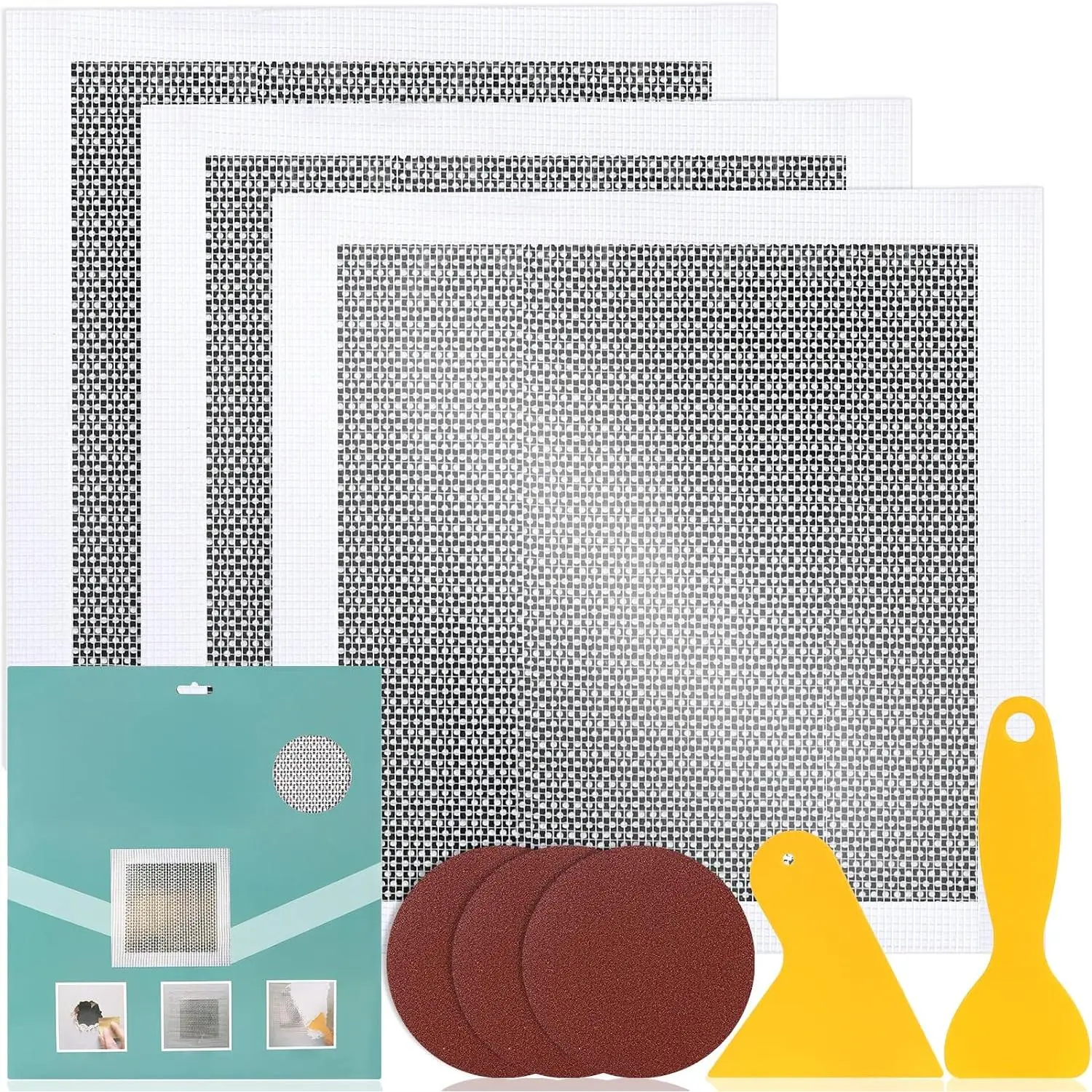 3 count Drywall Repair Kit Large Hole, 12 x 12in Self-Adhesive Drywall Patch Kit with Sandpapers & Scrapers, Wall Repair Patches for Big Holes & Cracks, Quick Fix for Ceiling Bathroom Wall
