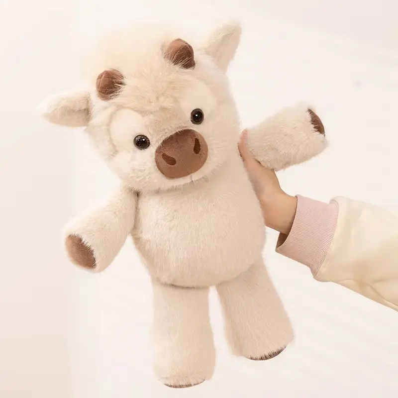Cute Highland Cow Plush Toy 45 Cm, Cute Cow Design, Huggable Running Cow Stuffed Animal, Made of Soft Fabric, Perfect Comfort Companion