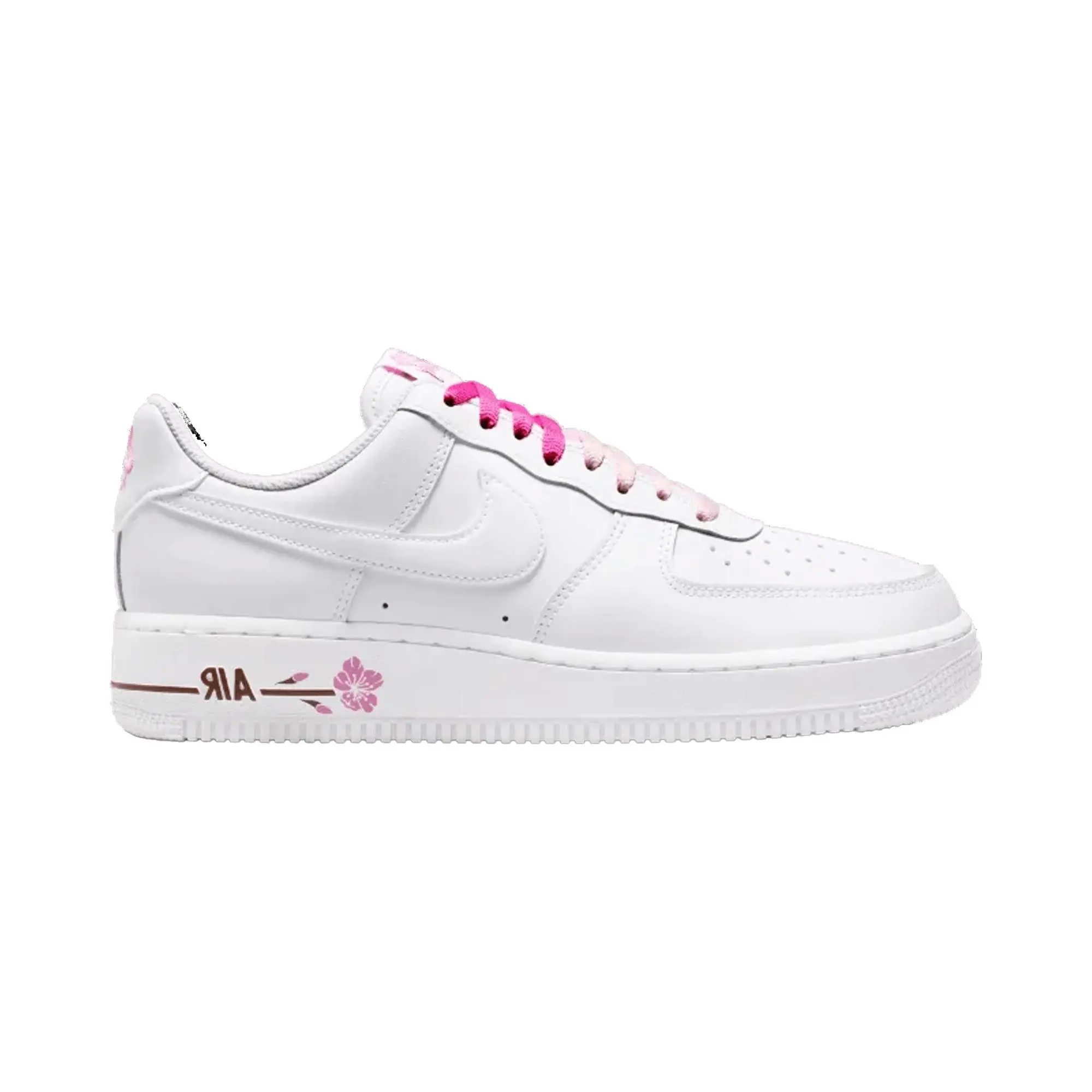 Nike Women's Air Force 1 Low 'Cherry Blossom' Female Skateboarding Shoes, Ankle Height Low Cut Sole, White/White-Playful Pink-Fauna Brown, Women's Sizes, Style IF0498-102