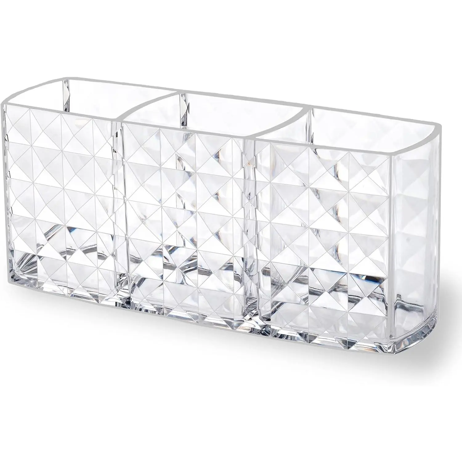 Clear  Makeup Brush Holder for , Lip Liner Organizer | Compact 3-compartment design with   keeps mascara, eyeliner, brow pencils and  art tools sorted