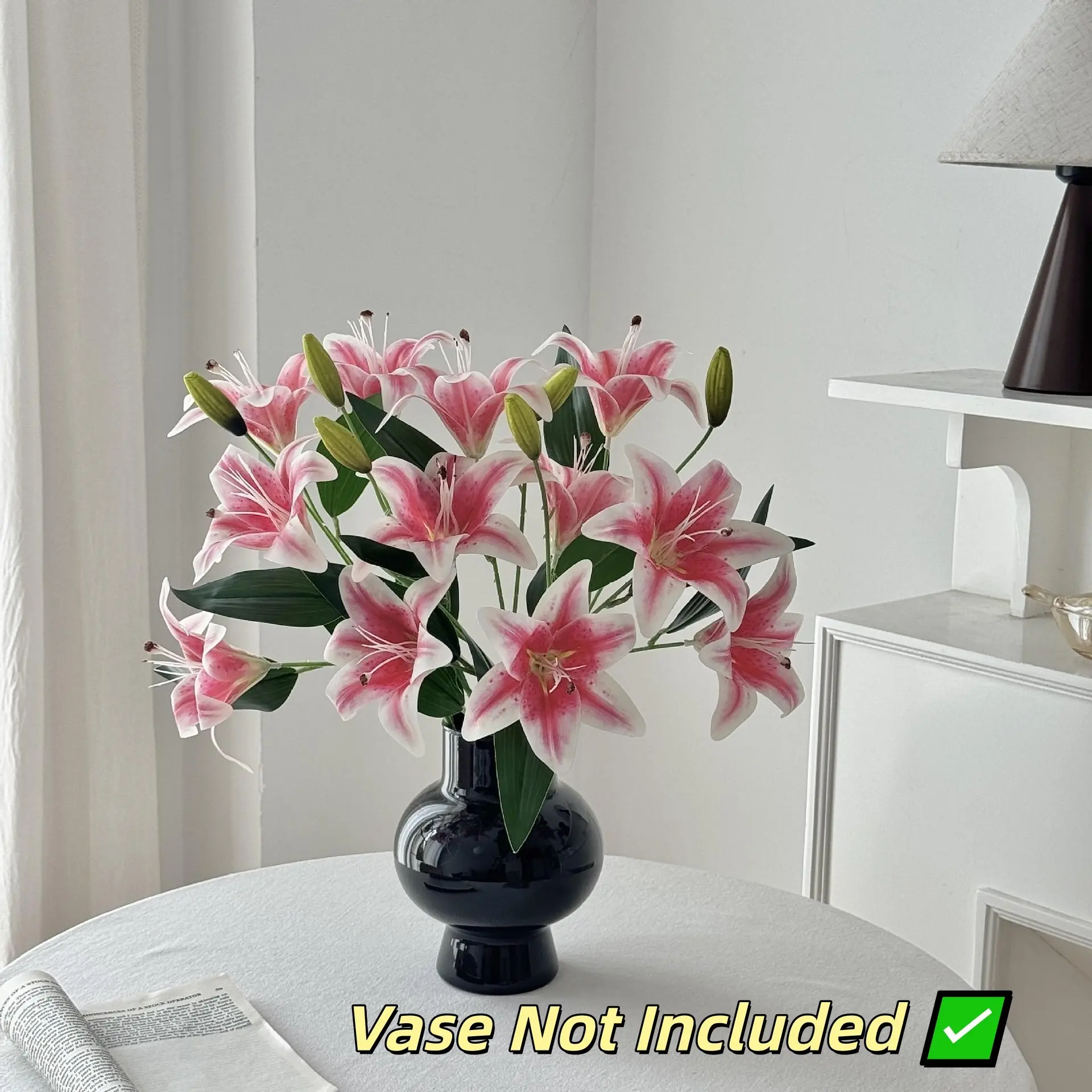 3pcs Artificial Lily Flower Decorative Arrangement, Ideal for Living Room TV Stand Side Table Wedding Decoration, Realistic Fake Flowers