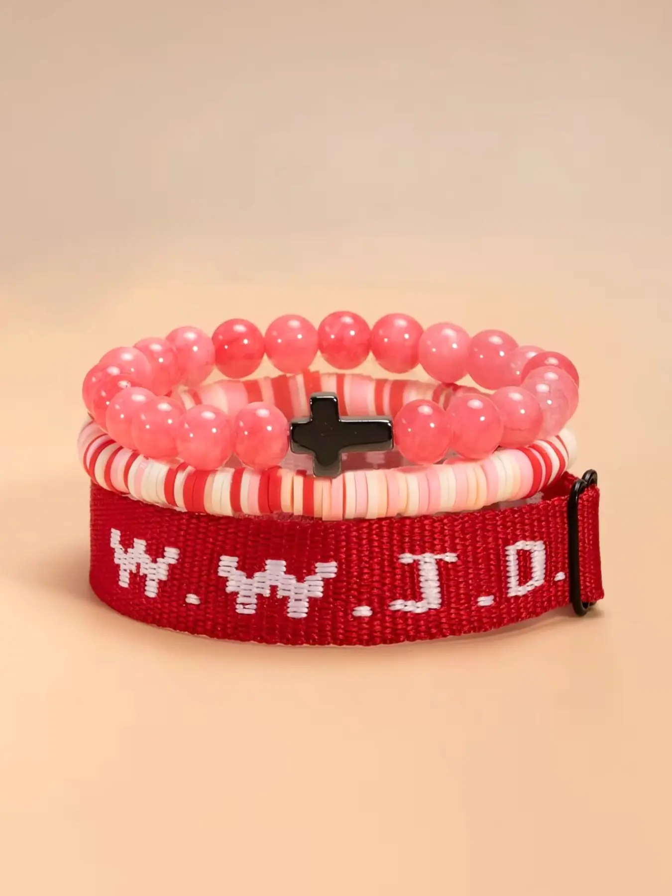 Wwjd Letter Bracelet, Beaded Cross Necklace Set, Inspirational Christian Jewelry, Neutral Sports Band, Gift for Friends