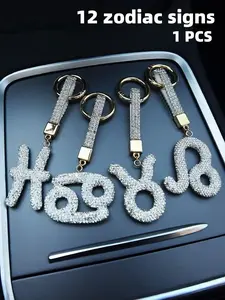 12 Zodiac Silver Color Pendant Keychain, Fashionable Valentine's Day Bag Accessory, Keychain For Purse, Unique Design for Daily Use, Perfect Gift for Women and Girls