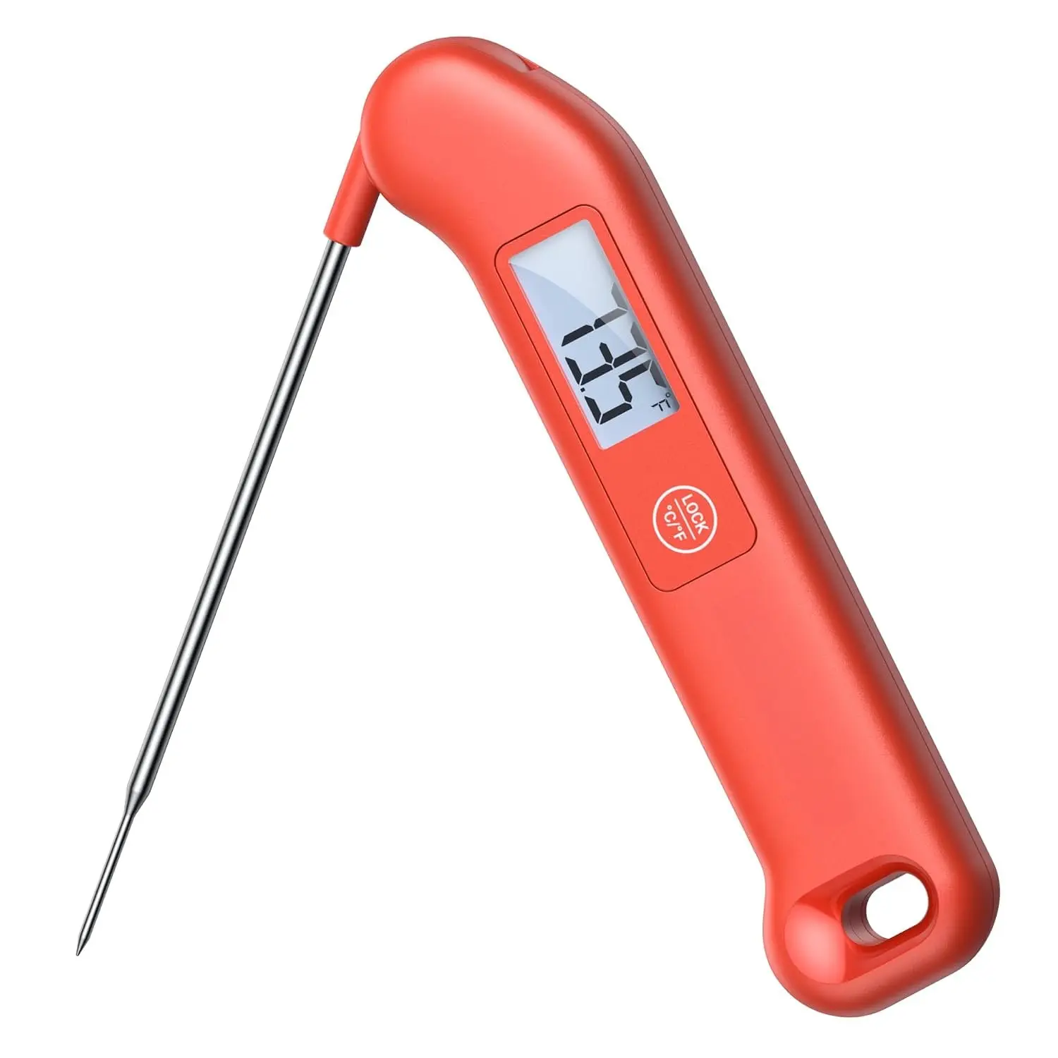 Professional Meat Thermometer Digital, ±0.5℉ NIST Certified Accuracy,  Read  Thermometer for Cooking Grill, Fully , Auto-Rotate Backlit Display, Motion-Sensing /Off, Red