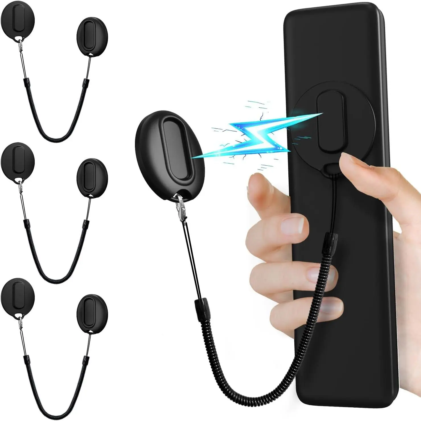 Magnetic Silicone Remote Control Holder with Security Cable 3 Pack Black Self-Adhesive Wall Mount Retractable Anti-Loss Remote Organizer for TV, Fan and Air Conditioner Storage Wall Holder