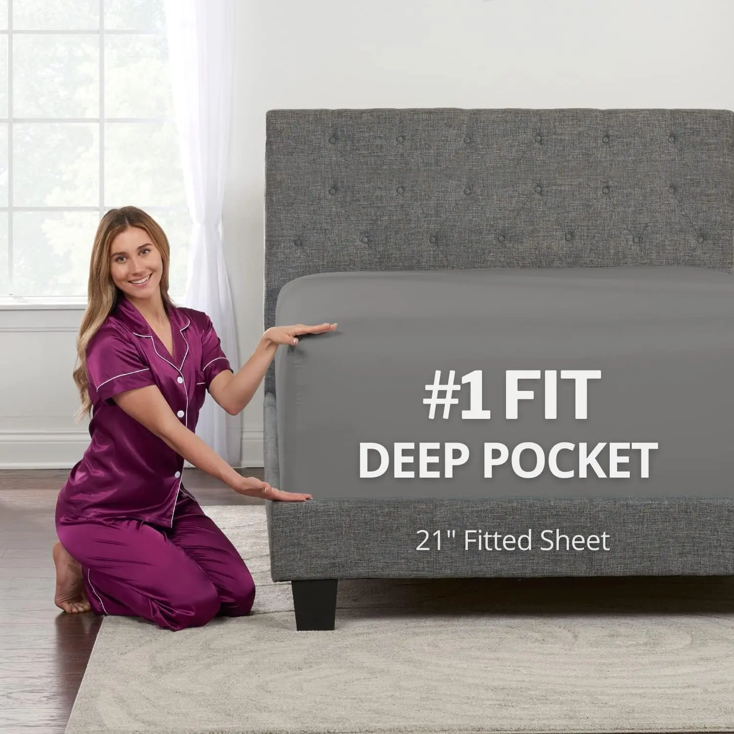 King Fitted Sheet Deep Pocket – Extra Deep Pocket Fitted Sheet King Size 18” - 21” Inch + Fitted Bed Sheets Only - King Fitted Gray