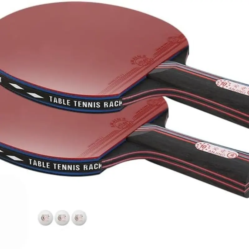 Professional Carbon Fiber Table Tennis Paddle Set, Adult Long Handle Cross Bat, Includes 3 Balls, Official Competition Gear, Sport