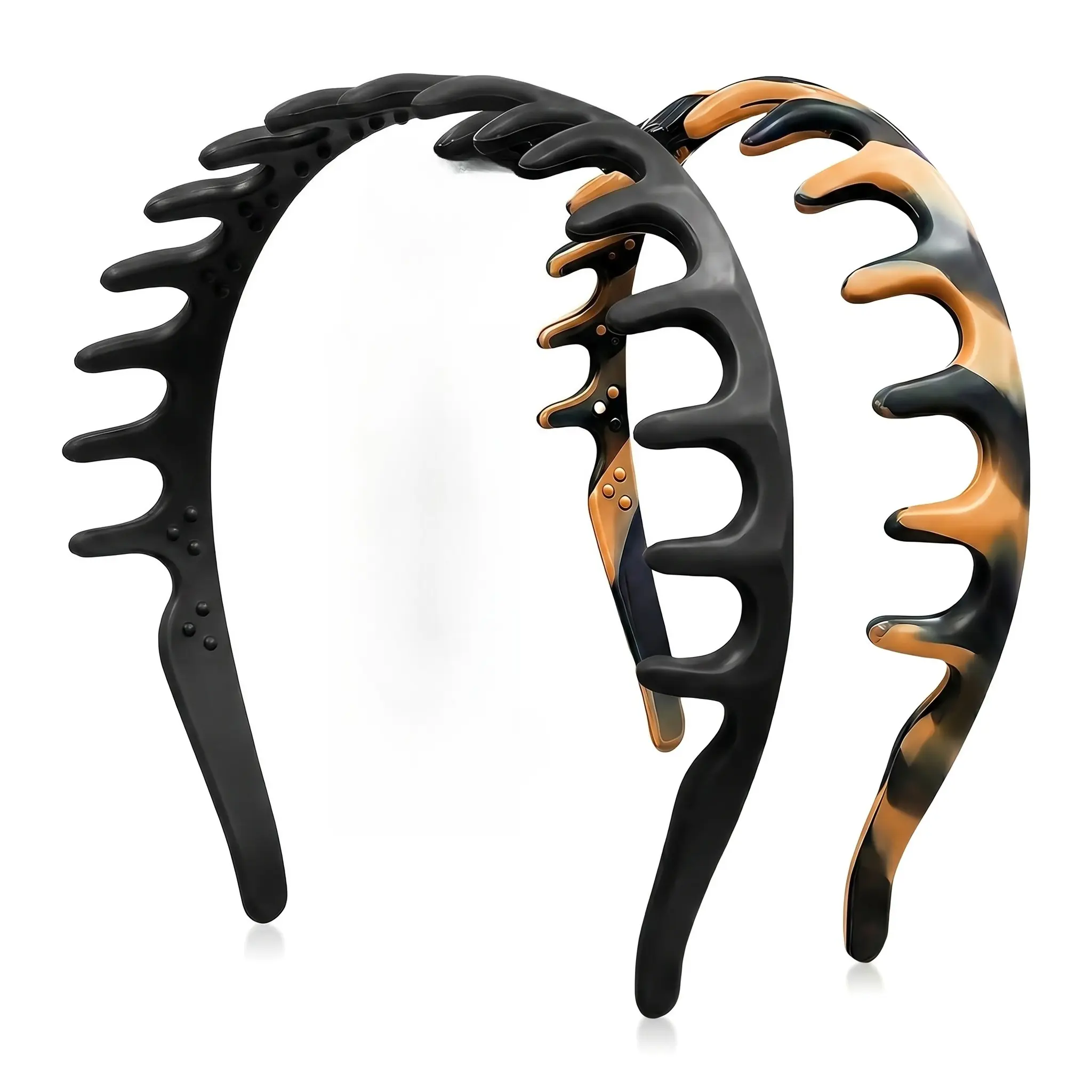 Female Silicone Headbands with Non-Slip Comb Teeth, Non-Crackable Casual Hair Accessories for Daily Fashion, Light Leopard Print Fabric Hawksbill Turtle Accent Pieces