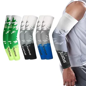 UPF 50+ Ice Silk Cooling Arm compression Sleeves UV Sun Protection Gradient Camo Sports Arm Cover for Cycling Running Fishing Golf Driving Outdoor Men Women