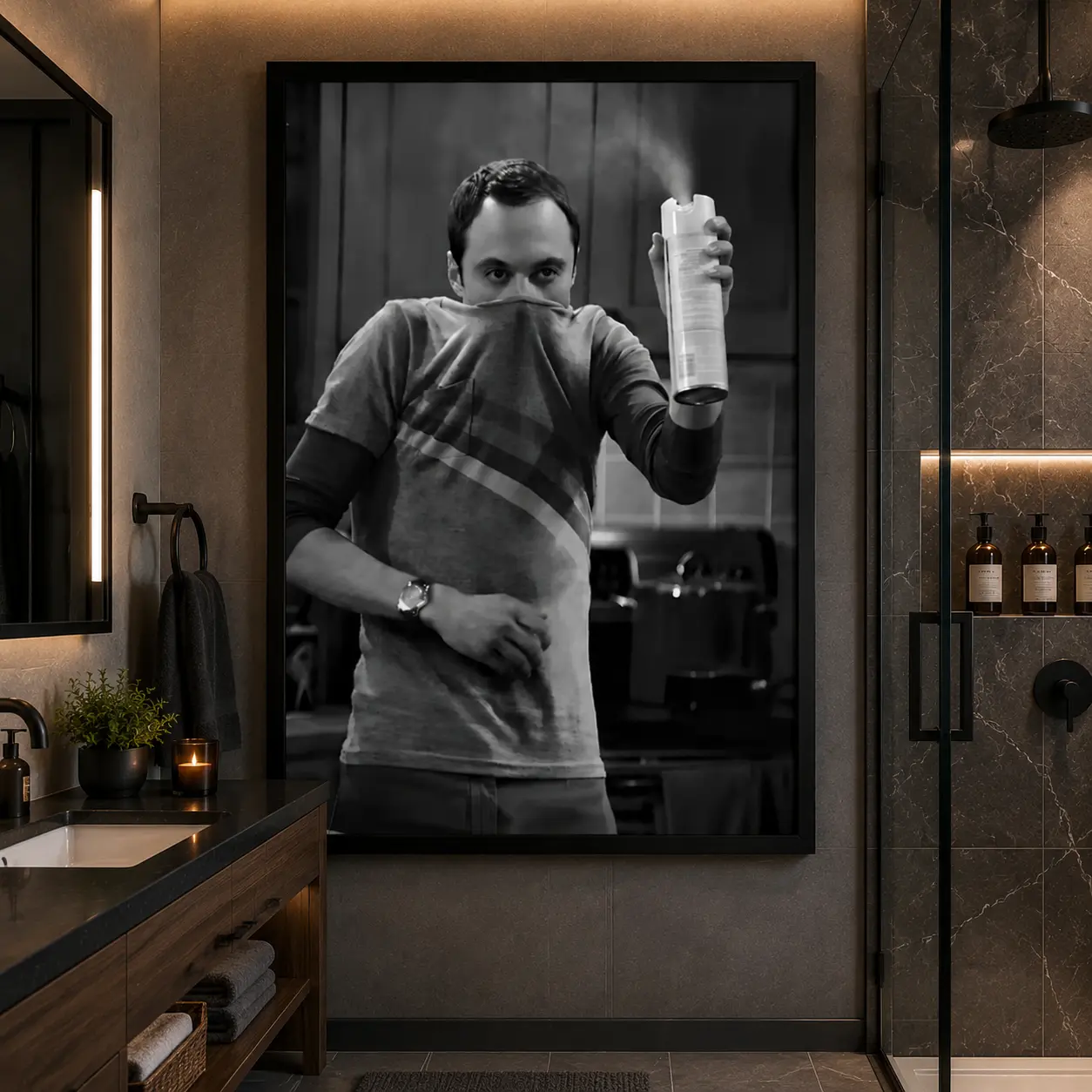 Funny Bathroom Wall Art Poster,Black and White Comedy Poster, Humorous Canvas Print, Unique Home Decor for Bathroom Bedroom Office Man Cave Gift