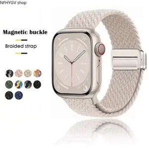 Smart Watch Replacement Straps Braided Stretch Wristbands With Magnetic Buckle, Adjustable Wearable Accessories Compatible With 38–49Mm Apple Watch Series And Ultra, Sweat Resistant Gear For Daily Casual Outfits And All Outdoor Sports