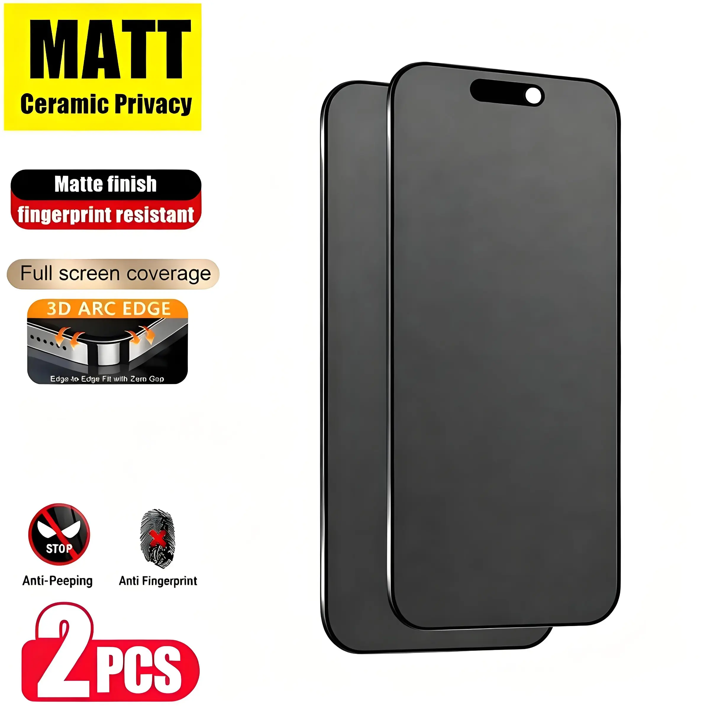 2-Pack Matte Privacy Screen Protector, Screen Protector Film, Compatible with iPhone 17 Pro Max/17e/17 Pro/17/16 Pro Max/16 Pro/16 Plus/16/15 Pro Max/15 Pro/15/14/13/12/11/XSeries, Anti-Shock, Anti-Scratch, Anti-Fingerprint, Phone Accessory