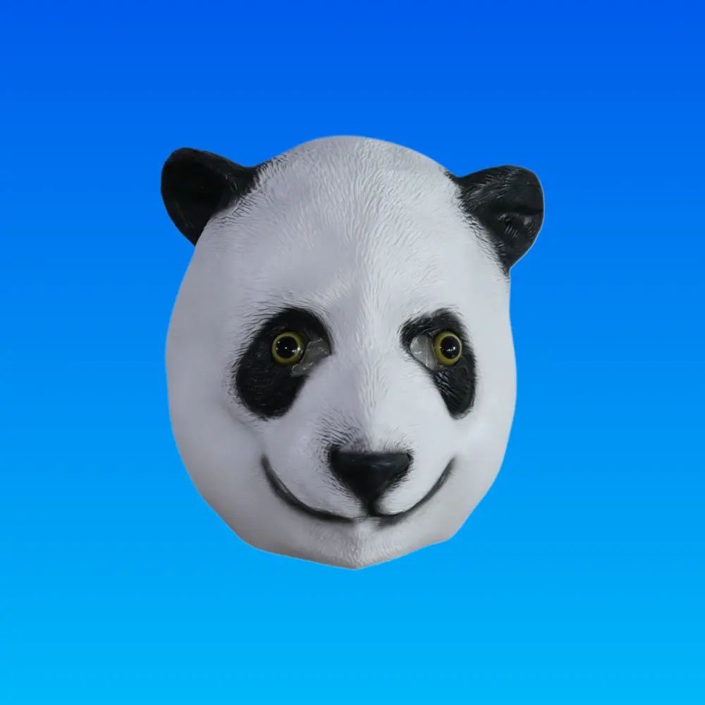 Cute Panda Latex Full Animal Face Mask, Fashion Accessory for Cosplay Event & Halloween, Funny Costume Prop, Accessories, Party, Comfortable, Natural Latex
