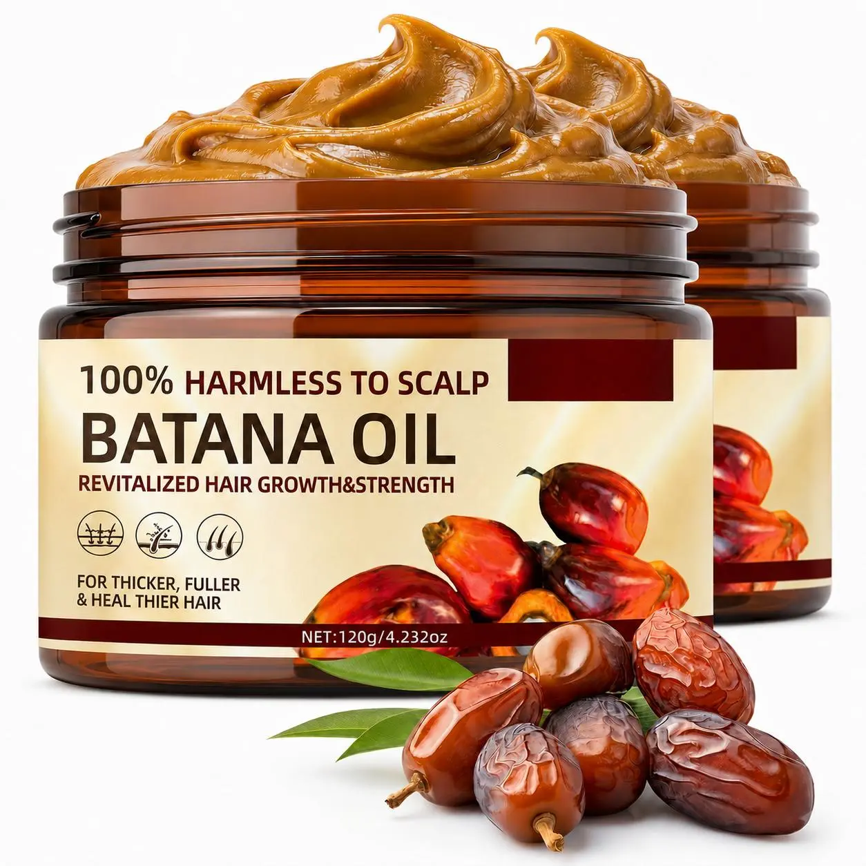 Organic Batana Oil Hair Growth Serum with Keratin & Coffee Extract - Moisturizing & Thickening Treatment for Silky Hair, 120g