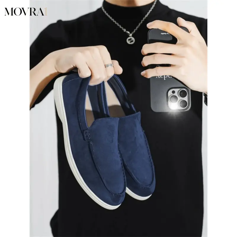 MOVRA1 4-Color Niche-On Driving Shoes (39-45 Sizing) - Suede Texture Upper + Lightweight Soft Sole + Lazy-On Design, Daily Commute & Casual Outfits, Comfortable & Fitted, Easy To Put On & Take Off, Minimalist & Versatile, Textured & Durable